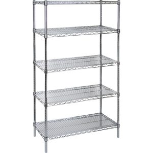 Standard-Duty Chromate Wire Shelving, 5 Tiers